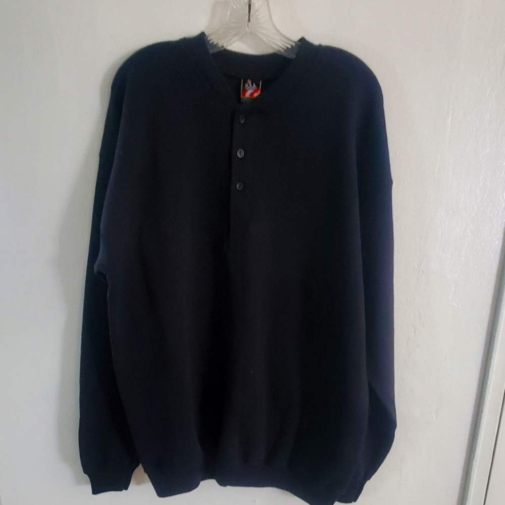 Vintage USA Olympic Sweater Womens XL Black Fleece JCPenney Henley Neck Pullover